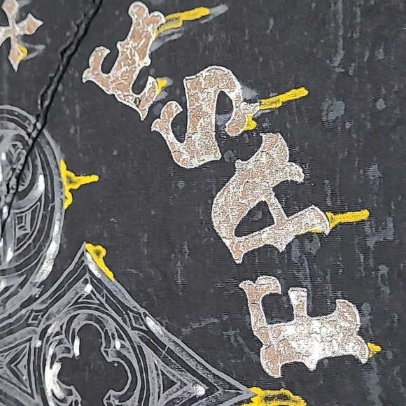 AFFLICTION LIVE FAST SILVER FOIL BLACK LAVA WASH TEE-SHIRT - Picture 4 of 16